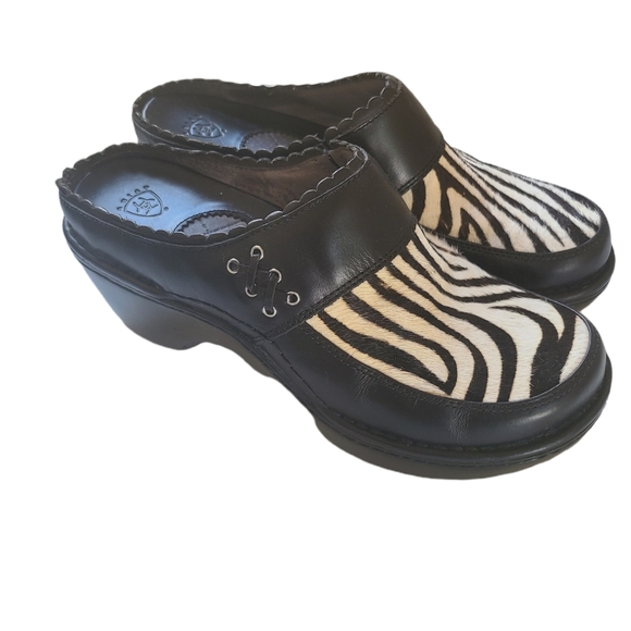 Ariat Shoes - Ariat Leather Zebra Calf Hair Slip On Mules Size 8.5